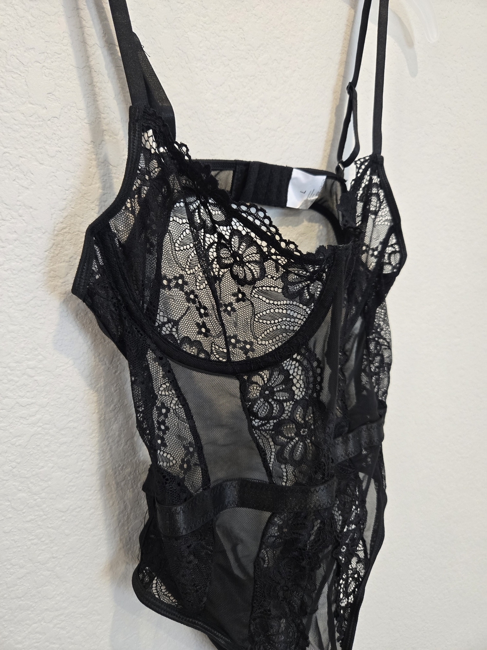 Sheer Lace Bodysuit - Black
